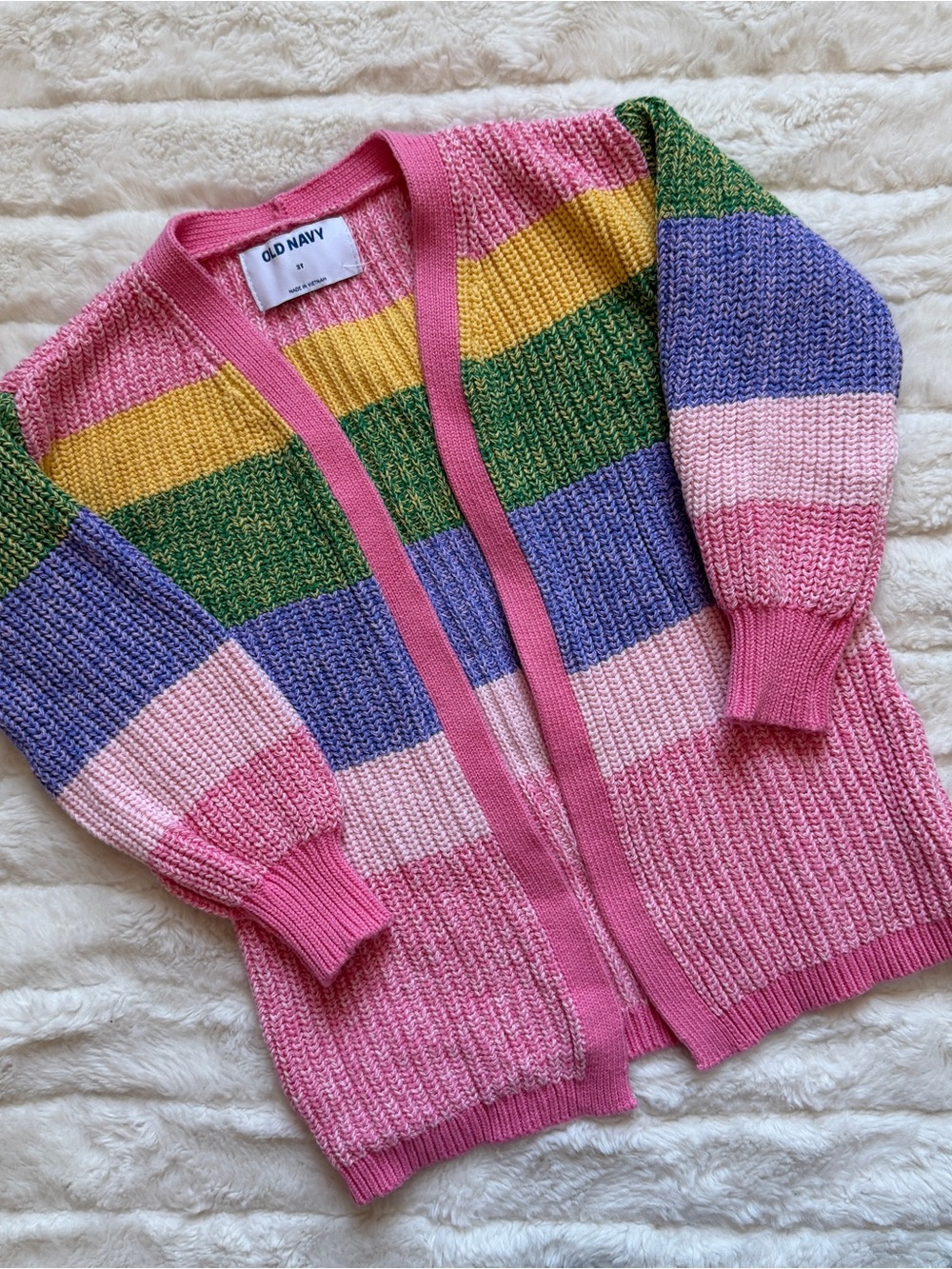 Old Navy Striped Knit Cardigan open Sweater nwot rainbow